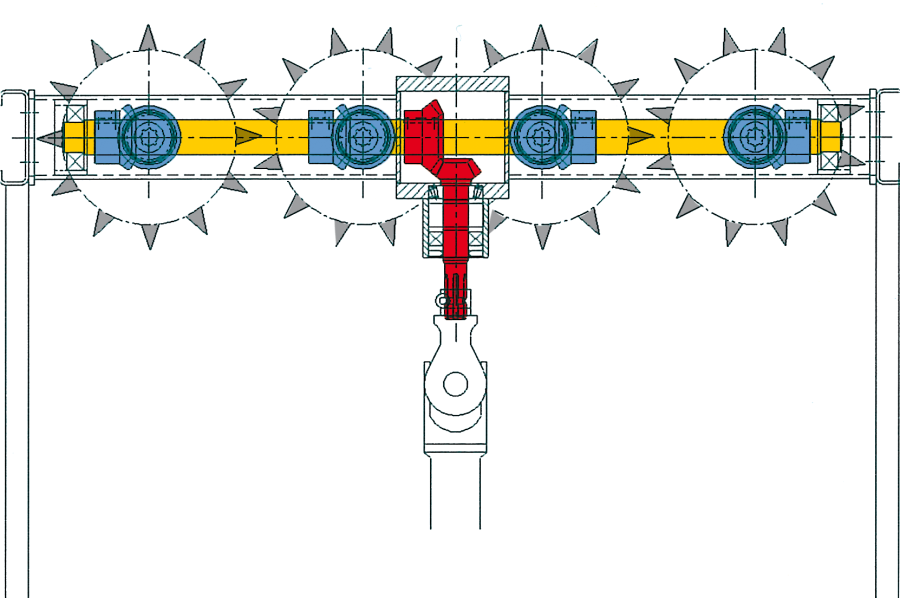 Supertino spreader with built-in reducer, single-beam version, standard on the entire range from 2025 onwards.